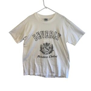 Vintage Beverly Hills‎ Rodeo Drive Graphic T Shirt Mens XL White Cotton USA Made